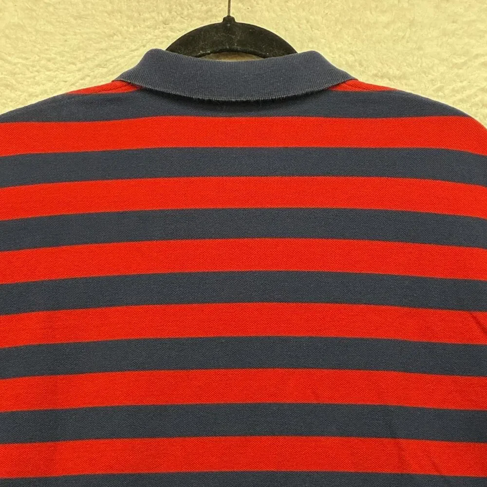 Vintage Polo By Ralph Lauren Polo Shirt Mens Large Red Navy Striped Pony Golf - Picture 5 of 10